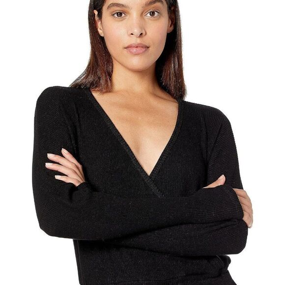 Michael Lauren Arif Sweater Knit Surplice Jumper black XS - Picture 3 of 5